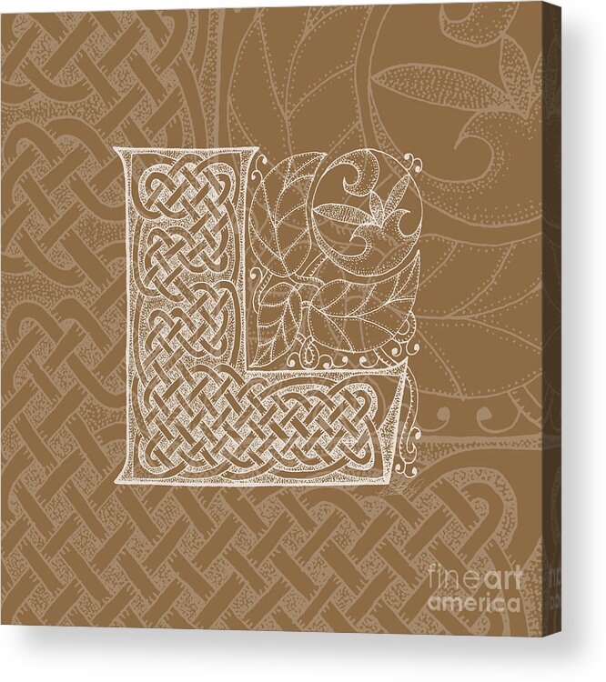 Artoffoxvox Acrylic Print featuring the mixed media Celtic Letter L Monogram by Kristen Fox