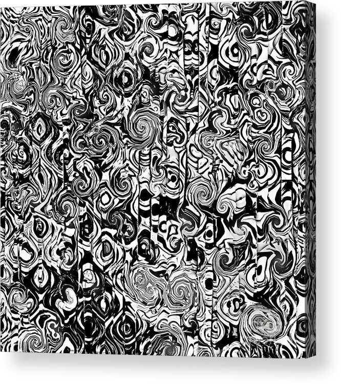 Black And White Acrylic Print featuring the digital art Chaotic Black and White Pattern by Phil Perkins