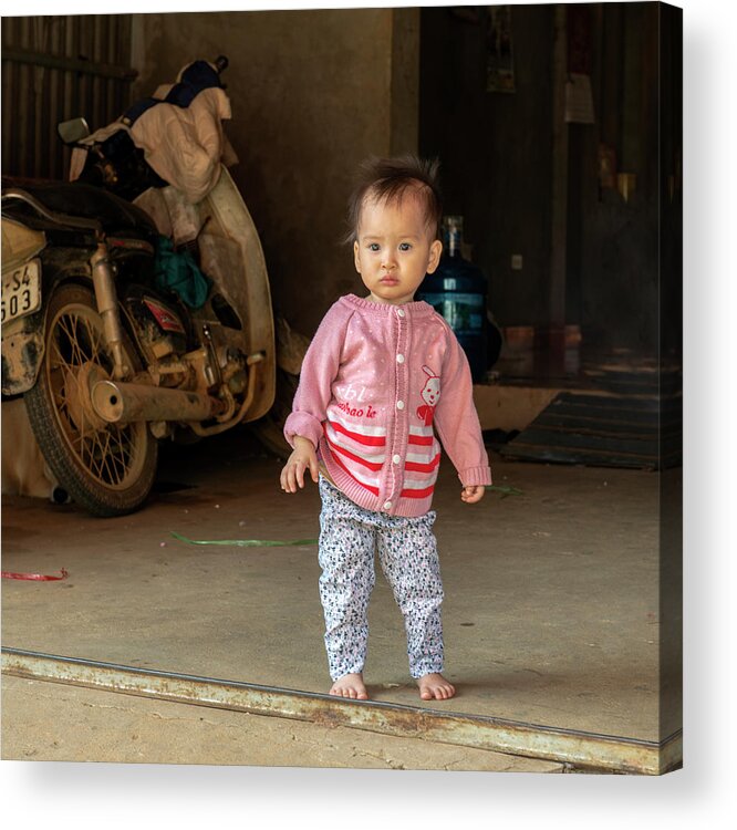 Charming Acrylic Print featuring the photograph Charming Baby Girl in Sapa, Vietnam by Dubi Roman