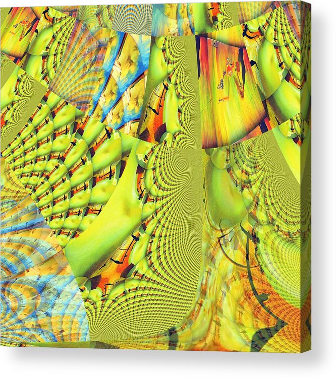 Fractal Acrylic Print featuring the mixed media Chartreuse Shades Dali by Stephane Poirier