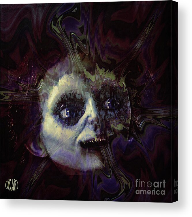 Portrait Acrylic Print featuring the mixed media Child - or monster by Kira Bodensted