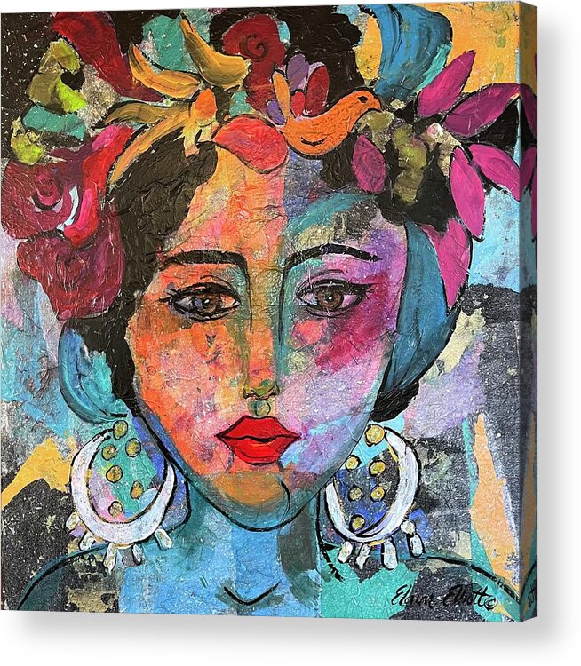 Mexican Woman Acrylic Print featuring the painting Chiquita by Elaine Elliott