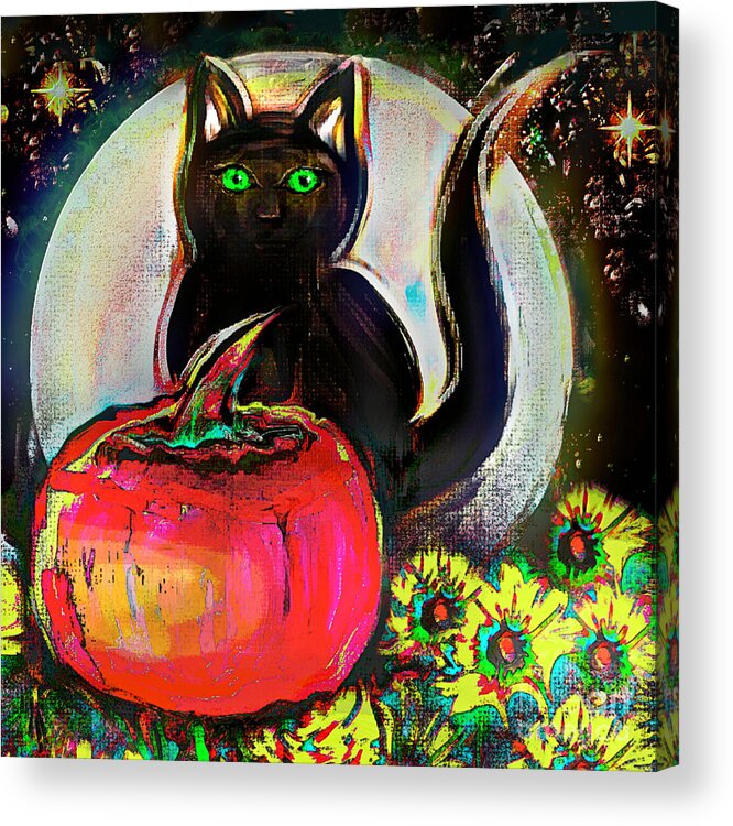 Halloween Acrylic Print featuring the digital art Halloween Garden in Chrysanthemums by BelleAme Sommers