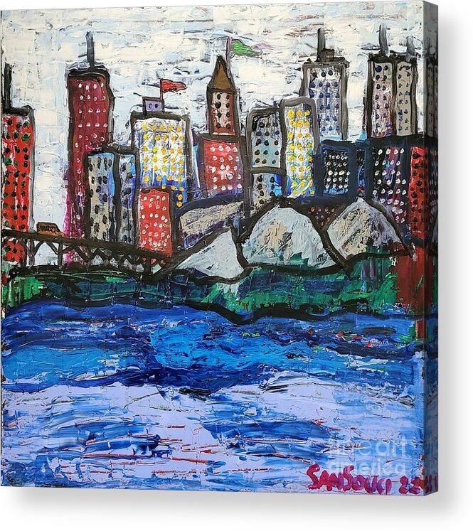  Acrylic Print featuring the painting Cityscape by Mark SanSouci
