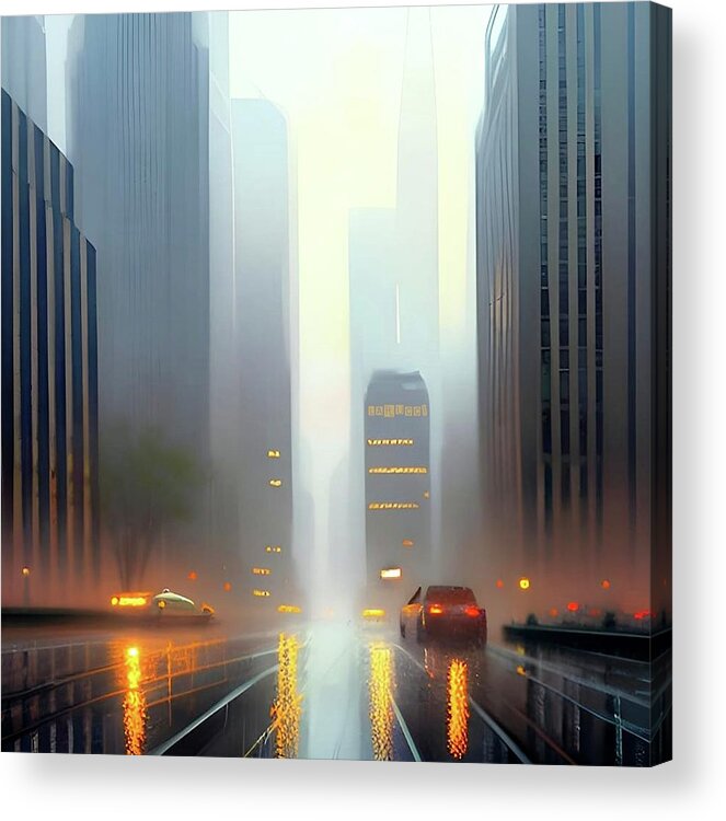 City Acrylic Print featuring the digital art Cityscapes 40 by Fred Larucci