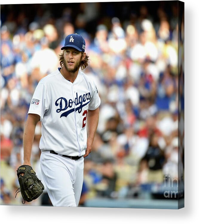 People Acrylic Print featuring the photograph Clayton Kershaw and Jhonny Peralta by Kevork Djansezian