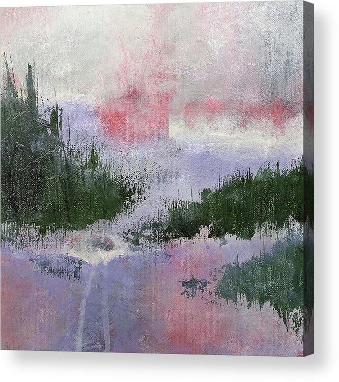 Climate Change Acrylic Print featuring the painting CLIMATE CHANGE II Abstract in Red Pink Purple Green by Lynnie Lang