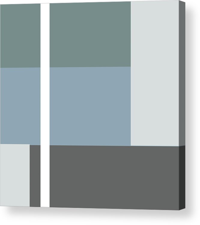 Blue Acrylic Print featuring the digital art Color Block - Blue and Gray by Peggy Collins
