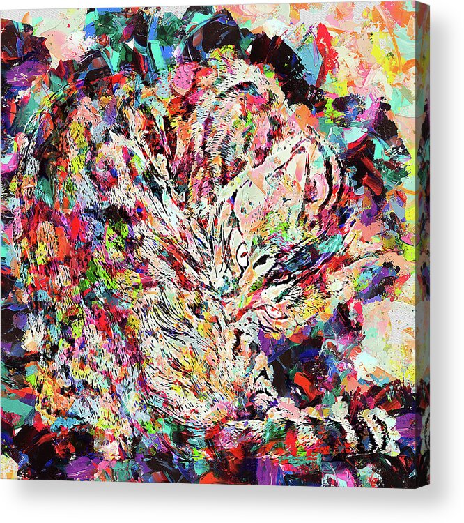 Bengal Acrylic Print featuring the painting Colorful Painting Bengal Cat by Custom Pet Portrait Art Studio