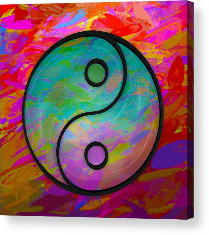 Colorful Yin Yang Acrylic Print featuring the digital art Colorful Yin Yang by Kandy Hurley