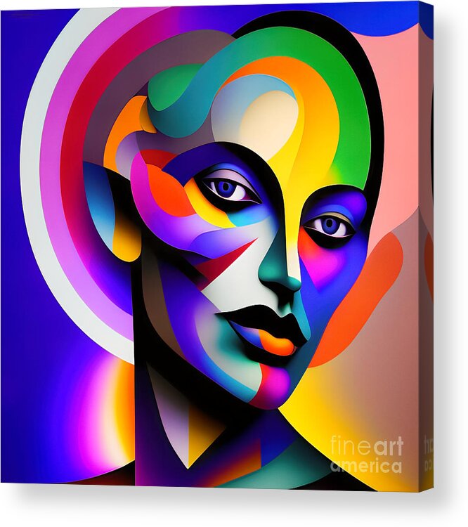 Portrait Acrylic Print featuring the digital art Colourful Abstract Portrait - 12 by Philip Preston