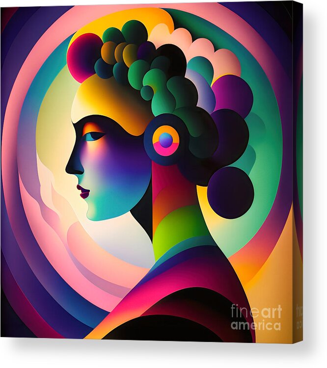Portrait Acrylic Print featuring the digital art Colourful Abstract Portrait - 14 by Philip Preston