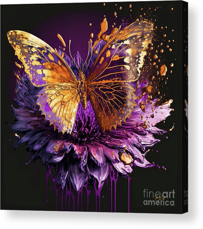 Copper Acrylic Print featuring the painting Copper Butterfly Explosion by Tina LeCour