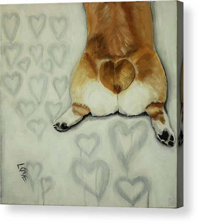 Painting Acrylic Print featuring the painting Corgi Love by Debbie Brown