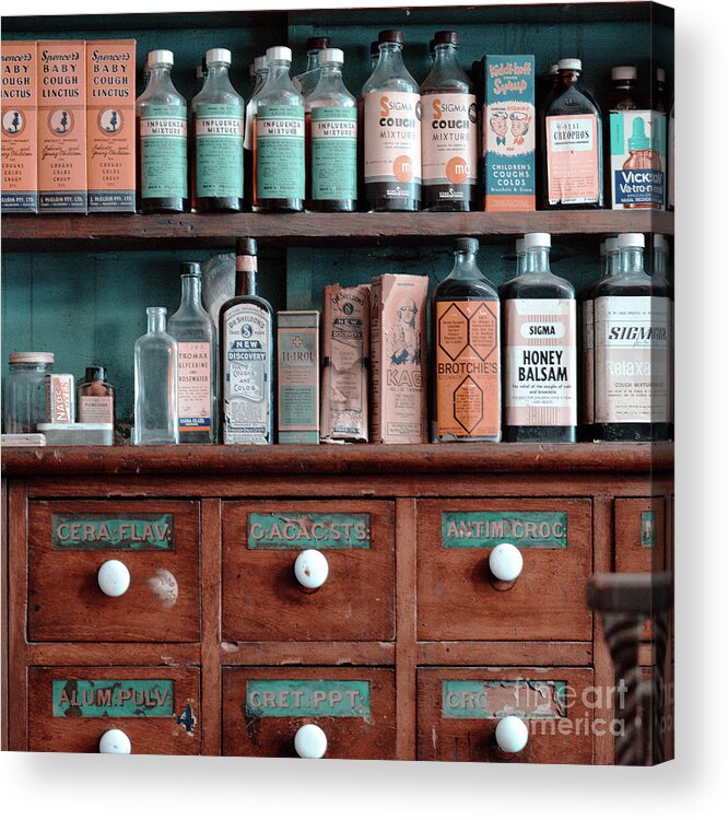 Chemist Acrylic Print featuring the photograph Cough Mixtures by Russell Brown