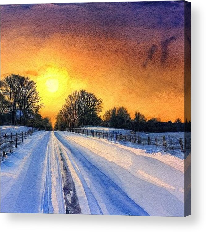 County Acrylic Print featuring the painting Country Road at Sunset, Lancaster County by Christopher Lotito