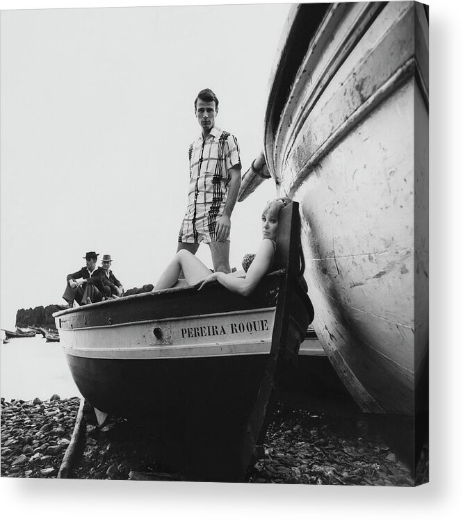 Fashion Acrylic Print featuring the photograph Couple in a Boat by Leonard Nones