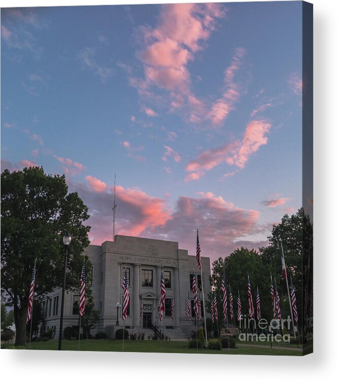 Courthouse Acrylic Print featuring the photograph Courthouse with Flags by Tamara Becker