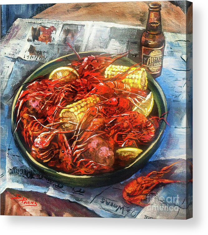 New Orleans Food Acrylic Print featuring the painting Crawfish Celebration by Dianne Parks