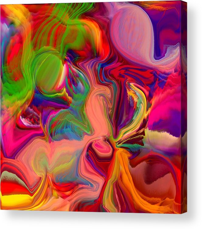 Abstract Drawings And Painting Abstract Designs Acrylic Print featuring the digital art Crazy, Color Explosion by Gayle Price Thomas