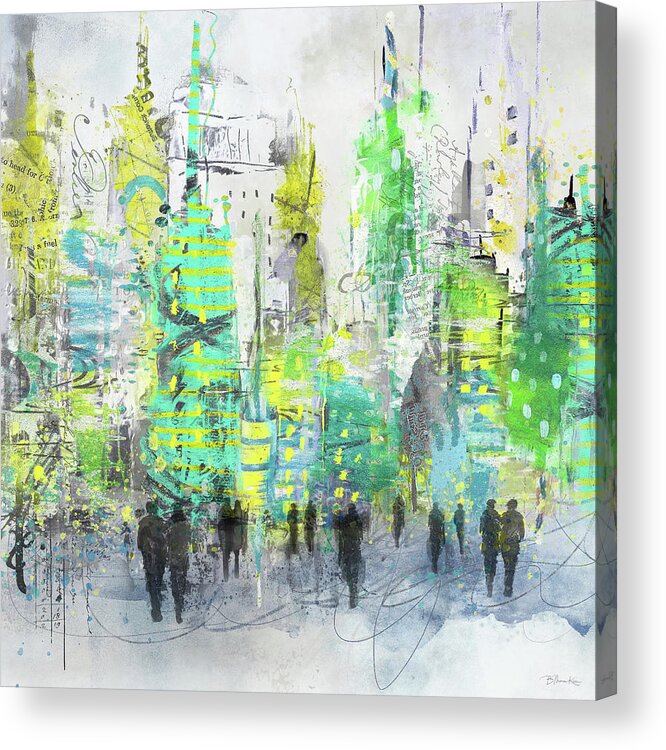 City Acrylic Print featuring the digital art Crazy Town by Barbara Mierau-Klein