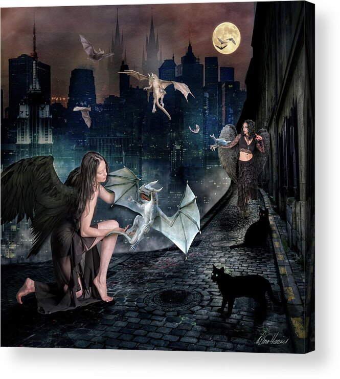 Creatures Acrylic Print featuring the digital art Creatures of the Night by Diana Haronis