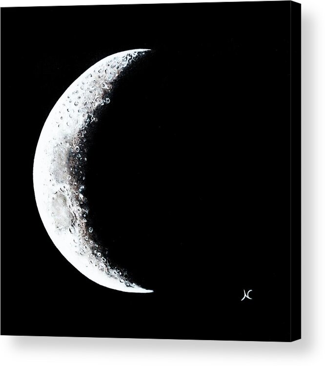 Cosmic Art Acrylic Print featuring the painting Cresent moon 2 by Neslihan Ergul Colley