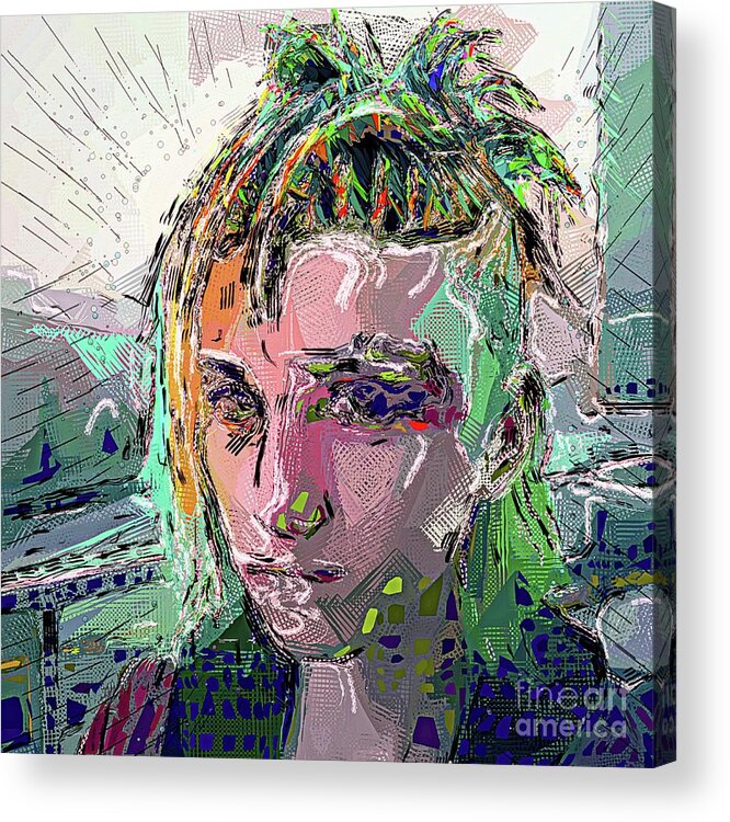 Cyberpunk Acrylic Print featuring the digital art Cyberpunk Girl Abstract - 8 by Philip Preston