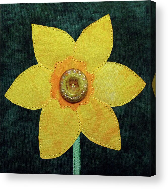 Daffodil Acrylic Print featuring the tapestry - textile Daffy O'Dilly by Pam Geisel