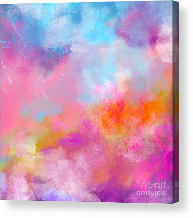 Watercolor Acrylic Print featuring the digital art Daimaru - Artistic Abstract Blue Purple Bright Watercolor Painting Digital Art by Sambel Pedes