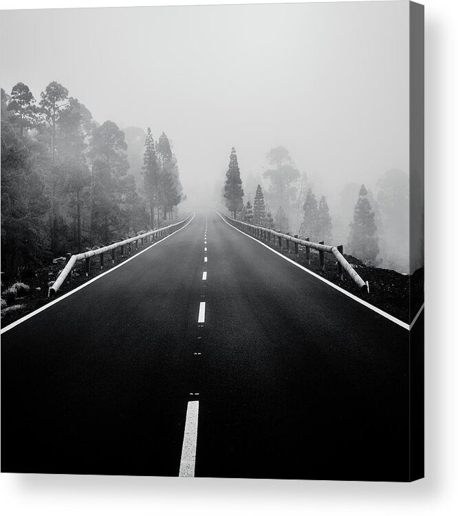 Tenerife Acrylic Print featuring the photograph Dark Mountain Road by Dorit Fuhg