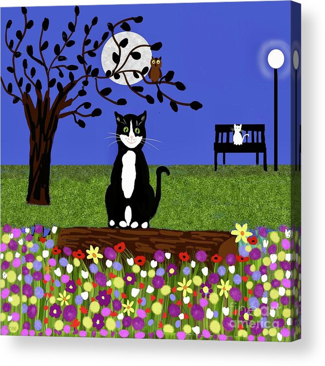 Cats Acrylic Print featuring the digital art Date night by Elaine Hayward
