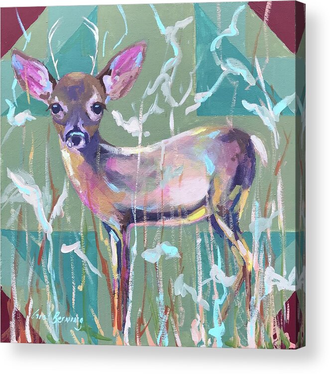 Deer Tracks Acrylic Print featuring the painting Deer Tracks by Carol Berning