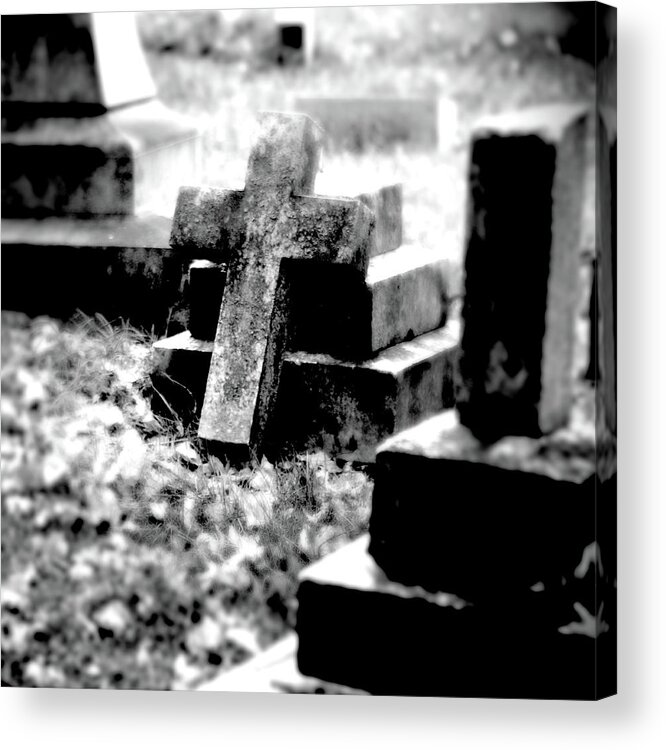 Black And White Acrylic Print featuring the photograph Desecrated by Jean Macaluso