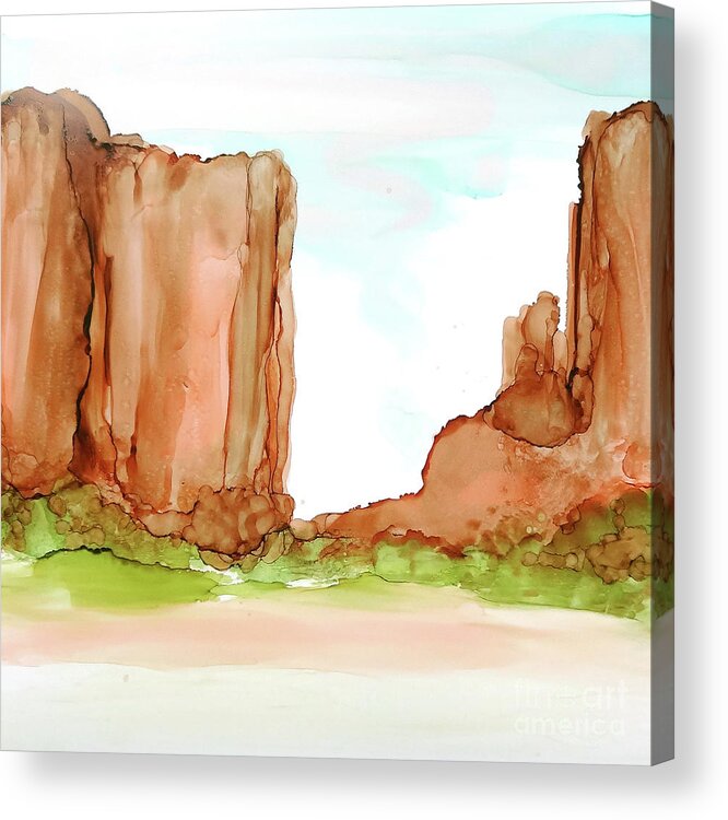 Alcohol Ink Acrylic Print featuring the painting Desertscape 6 by Chris Paschke