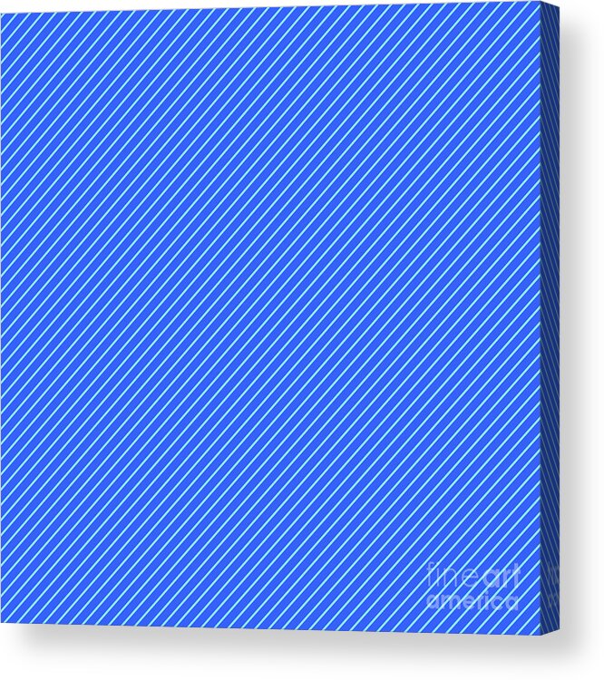Diagonal Acrylic Print featuring the painting Diagonal Inverted Pin Stripe Pattern In Day Sky And Azul Blue n.0099 by Holy Rock Design
