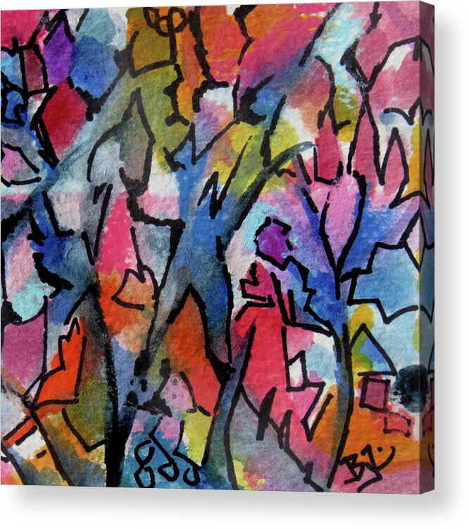 Colorful Watercolor Abstract Acrylic Print featuring the painting Directing Traffic by Jean Batzell Fitzgerald
