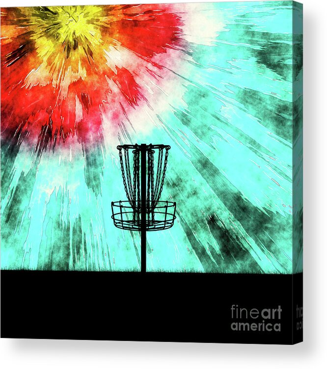 Disc Golf Acrylic Print featuring the digital art Disc Golf Tie Dye by Phil Perkins