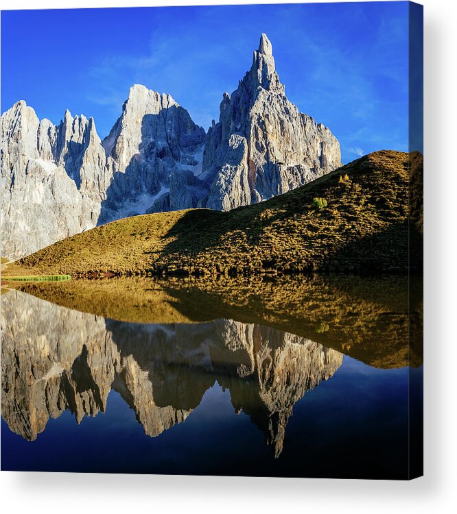 Blue Acrylic Print featuring the photograph Dolomites Reflecting by Francesco Riccardo Iacomino