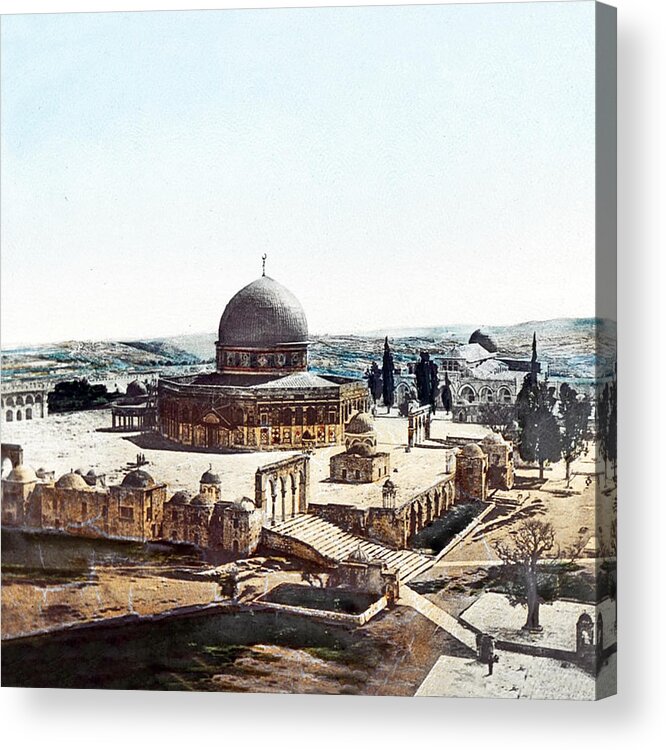 Jerusalem Acrylic Print featuring the photograph Dome of the Rock in 1880 by Munir Alawi