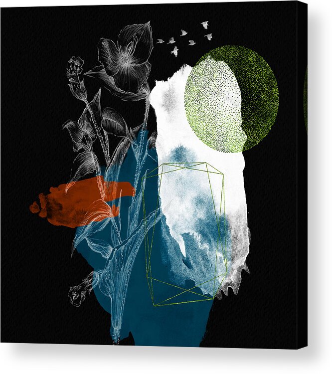 Abstract Acrylic Print featuring the mixed media Dream of a Flower Girl IV by Naxart Studio