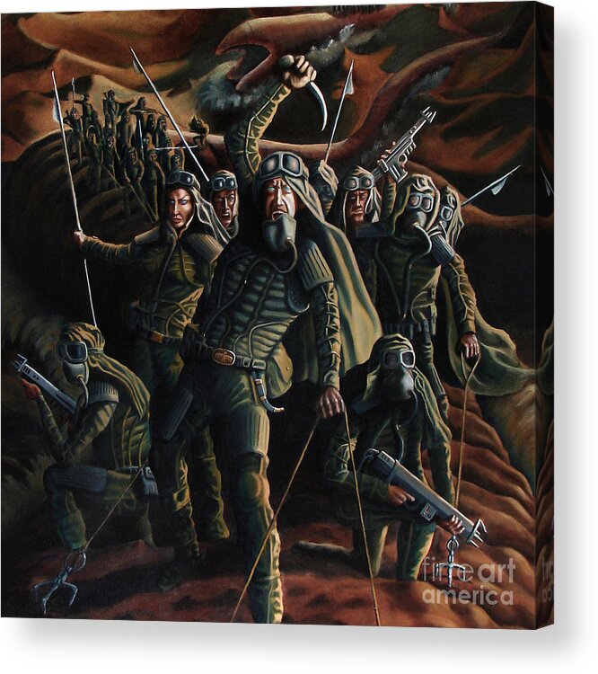 Dune Acrylic Print featuring the painting Dune Warriors by Ken Kvamme