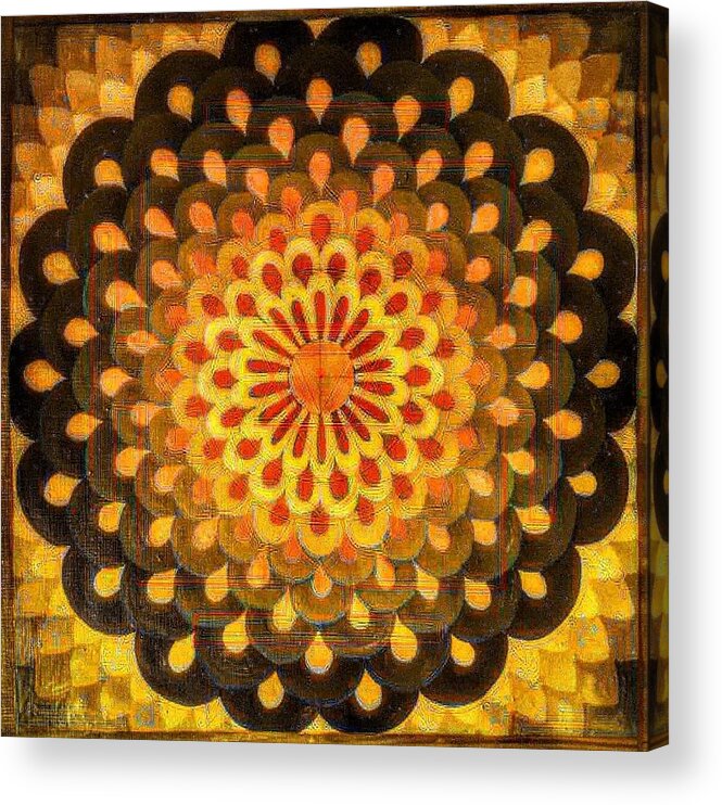 Mandala Acrylic Print featuring the painting Earth Flower Mandala by Mira Krishnan