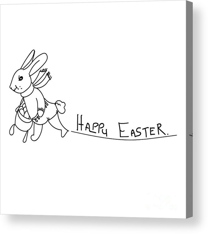 Line Drawing Acrylic Print featuring the digital art Easter Bunny by Remy Francis