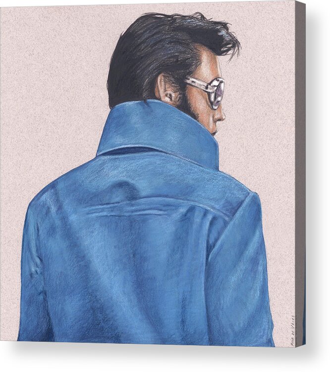 Elvis Acrylic Print featuring the drawing Elvis in Color #8 by Rob De Vries