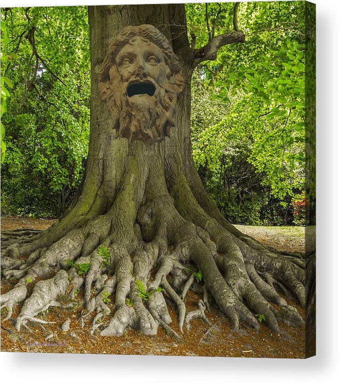 Digital Acrylic Print featuring the digital art EMA Tree Face by Cindy's Creative Corner