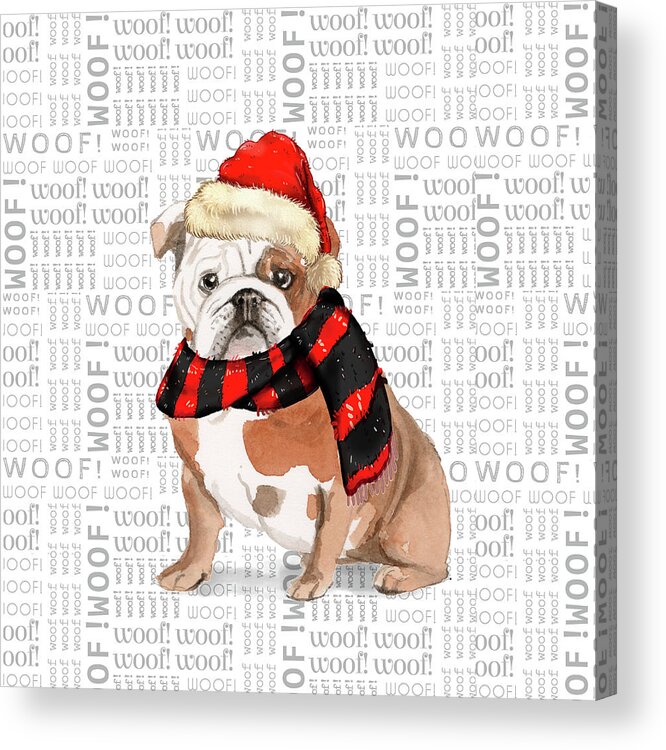 English Bulldog Acrylic Print featuring the digital art English Bulldog Christmas Dog by Doreen Erhardt