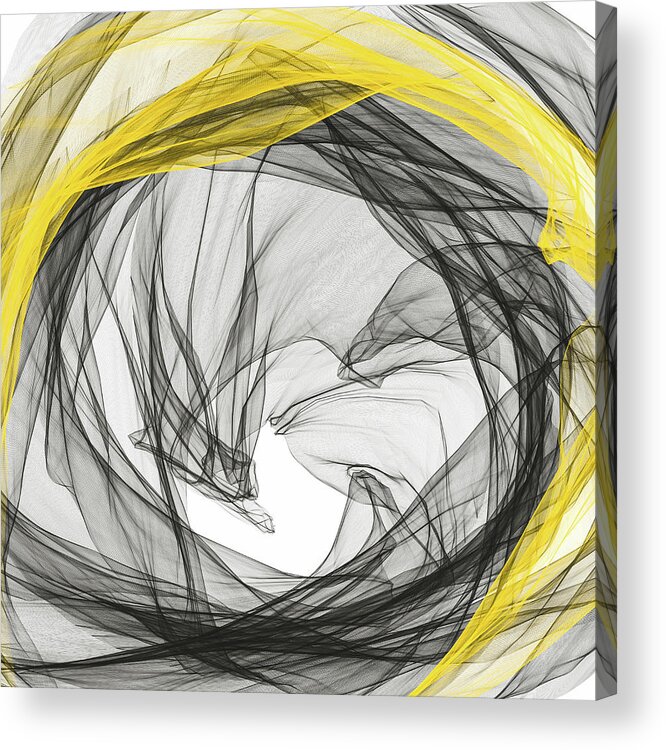 Yellow Acrylic Print featuring the painting Ethereal - Yellow And Gray Art by Lourry Legarde