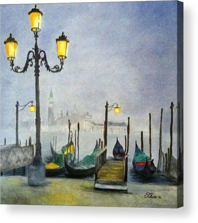 Venice Acrylic Print featuring the painting Evening in Venice by Juliette Becker