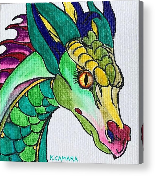 Pets Acrylic Print featuring the painting Eye of the Dragon by Kathie Camara